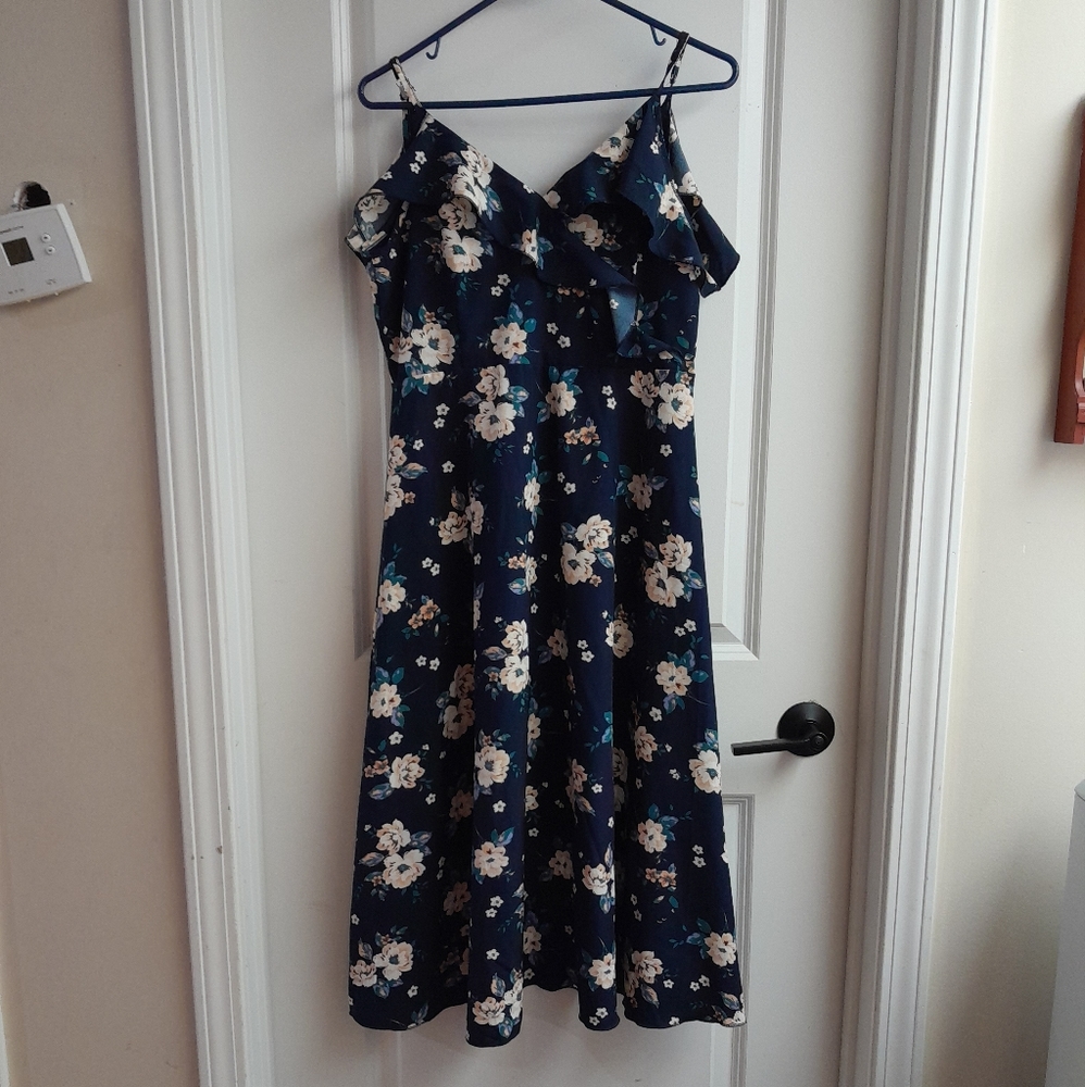 Amazon Brand Floral Cold Shoulder Midi Dress
